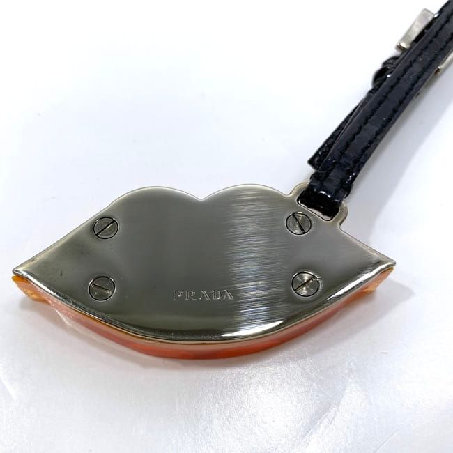 Prada Key Holder Orange Silver Black Excellent Condition Plastic Metal