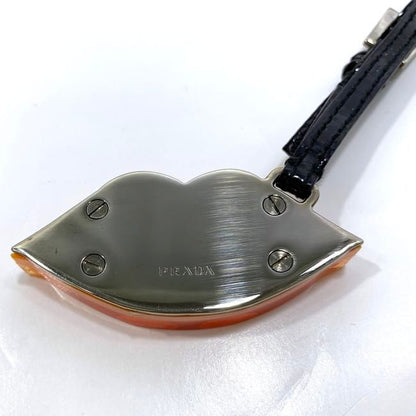 Prada Key Holder Orange Silver Black Excellent Condition Plastic Metal
