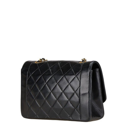 Chanel Matelasse Diana 25 Coco Mark Crossbody Chain Shoulder Bag Black Lambskin