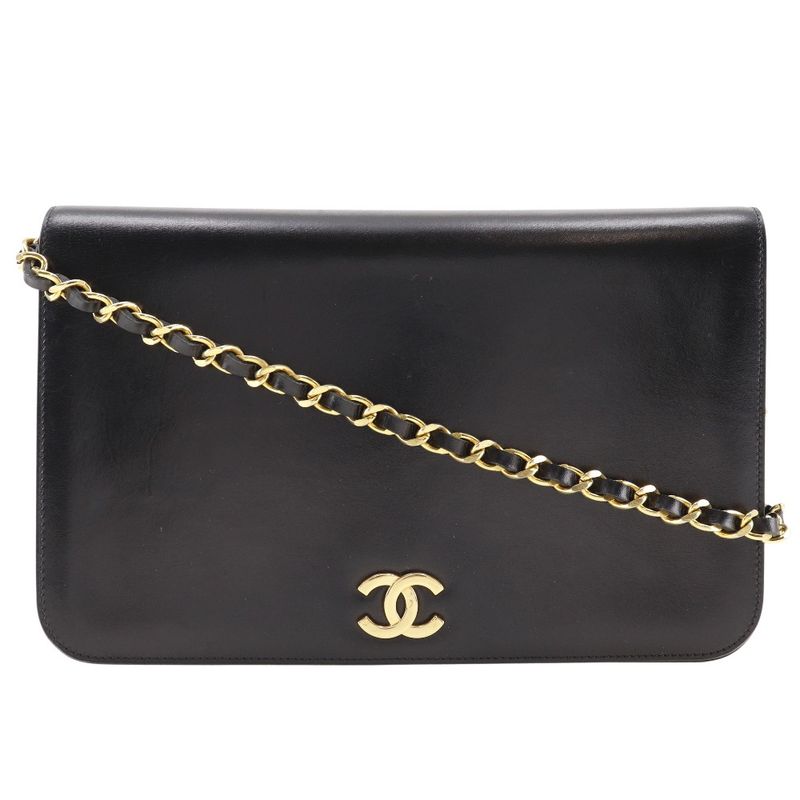 Chanel Chain Shoulder Coco Mark Vintage Calf Black Women's Shoulder Bag