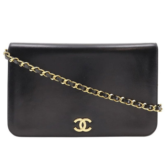 Chanel Chain Shoulder Coco Mark Vintage Calf Black Women's Shoulder Bag