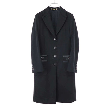 Gucci Horsebit Wool Long Coat Zs828 Black 38
