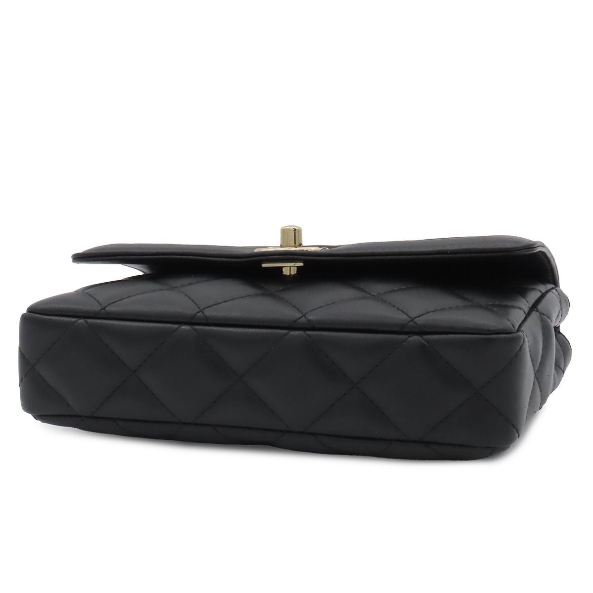 Chanel Black Gold Lambskin Quilted Mini Flap Chain Box Shoulder Bag — view 3