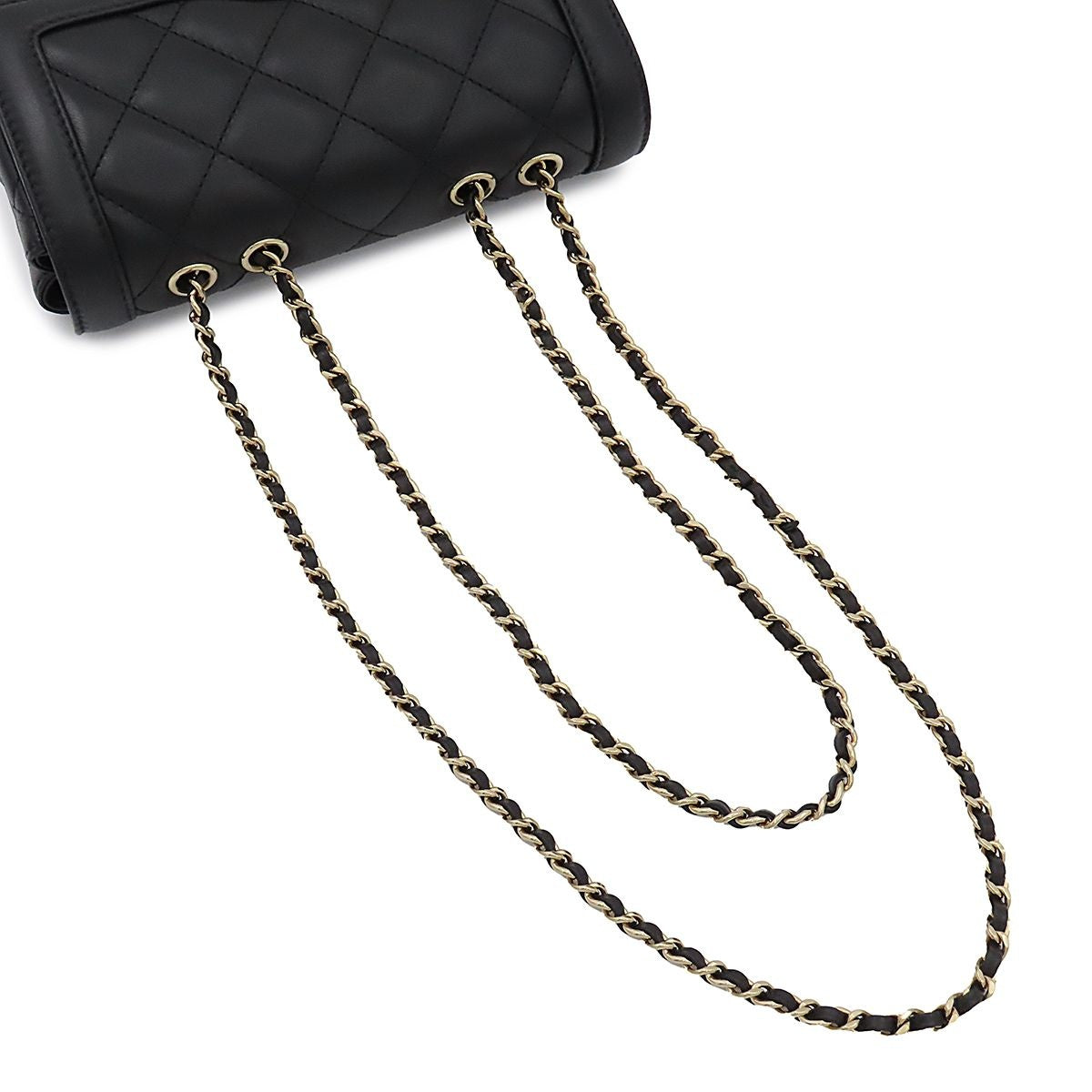 Chanel Black Gold Lambskin Quilted Mini Flap Chain Box Shoulder Bag — view 4