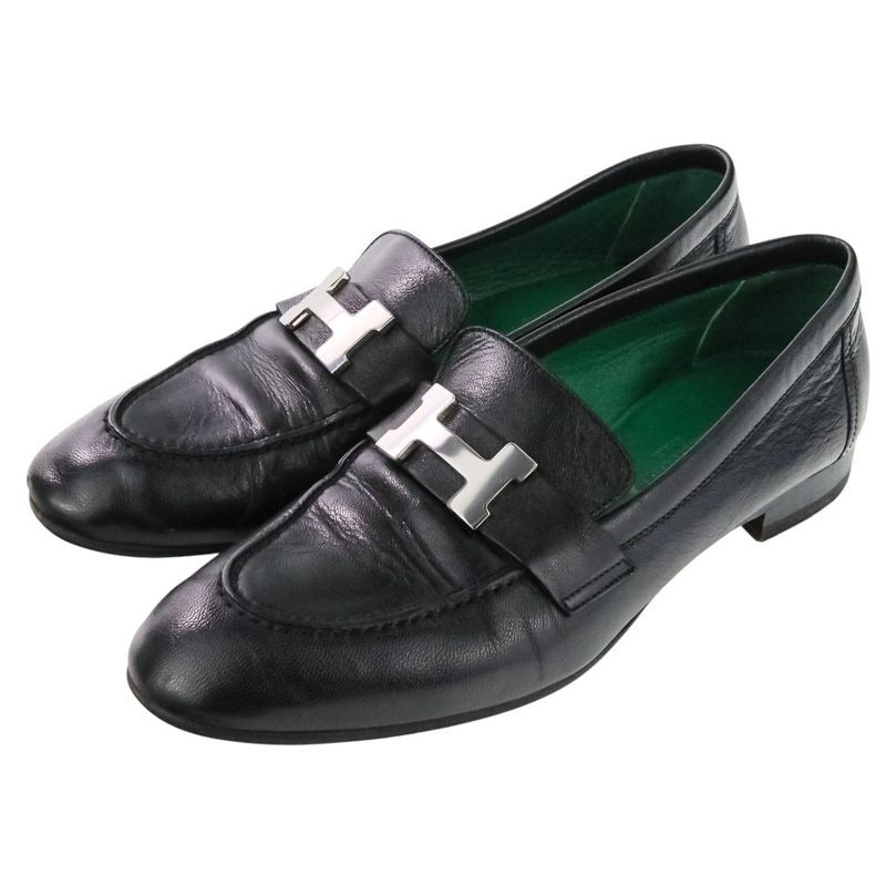 Hermes Moccasin Paris Constance Leather Loafers Shoes Size 35.5