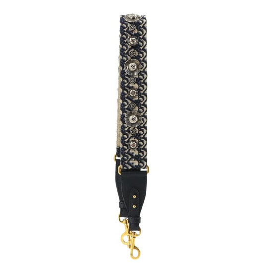 Christian Dior Oblique Embroidery Shoulder Strap Canvas Navy