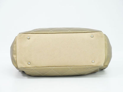 Authentic Chanel Coco Mark Paris Biarritz GM Tote Handbag Coated Canvas Gold