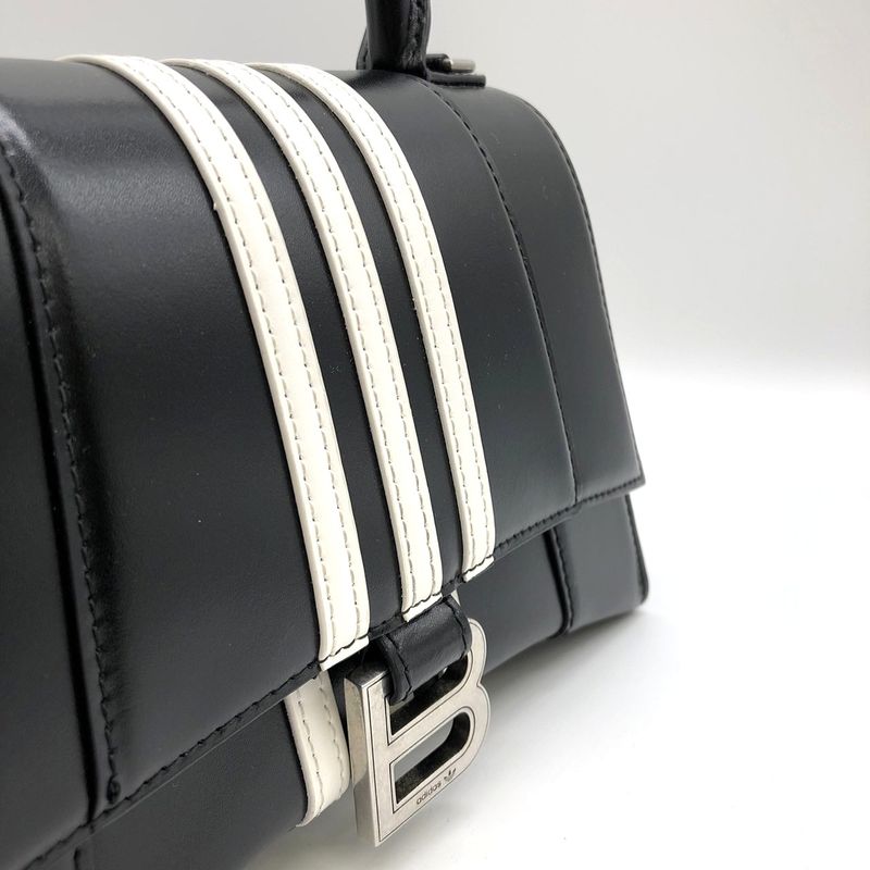 Balenciaga Hourglass Small Adidas Collaboration Handbag Leather Black Women