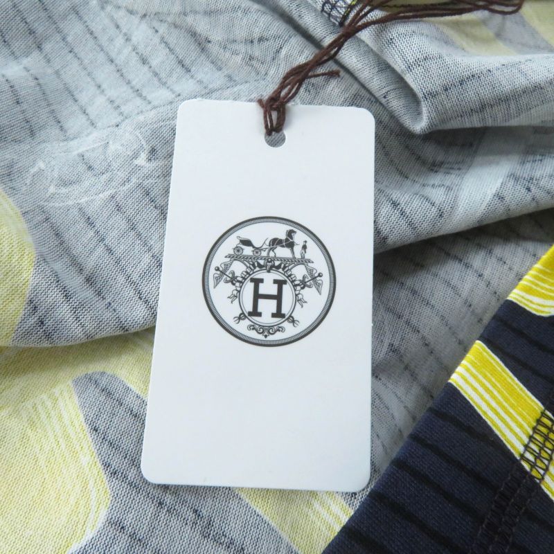 Hermes 2024 4h4641dh Kaleidoscope Effect Short Sleeve T-shirt Navy Yellow 40