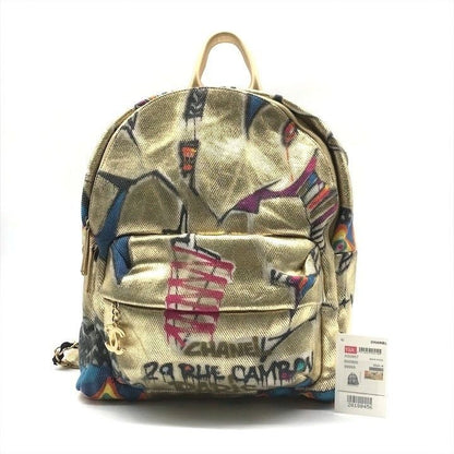 Chanel CC Logo Graffiti Paint Backpack Gold