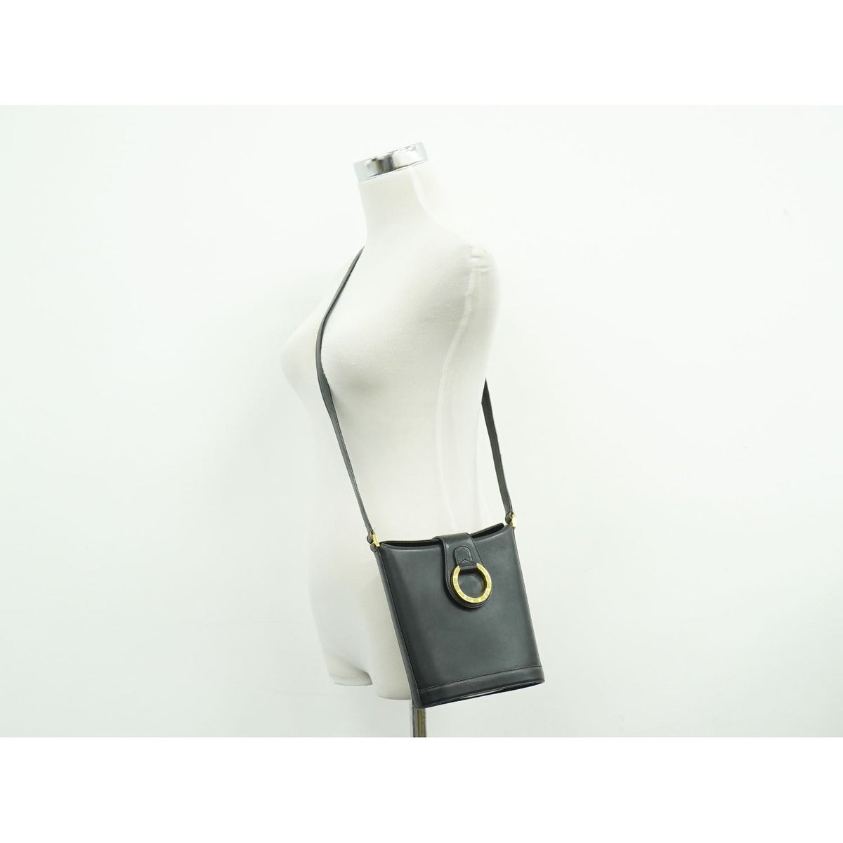 Tiffany & Co. Leather Shoulder Bag Pochette Black Back — view 7