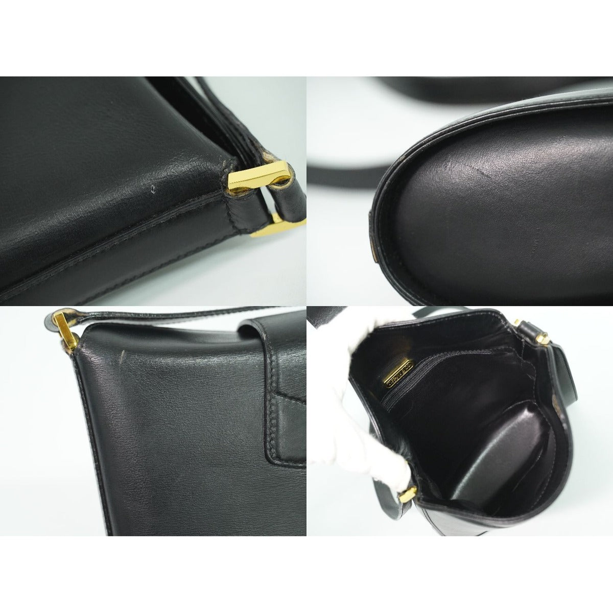 Tiffany & Co. Leather Shoulder Bag Pochette Black Back — view 8
