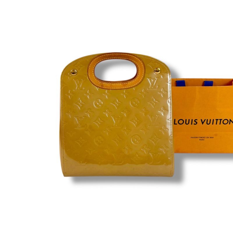 Louis Vuitton Maple Drive Top Handle Bag Yellow Beige Patent Leather Vernis
