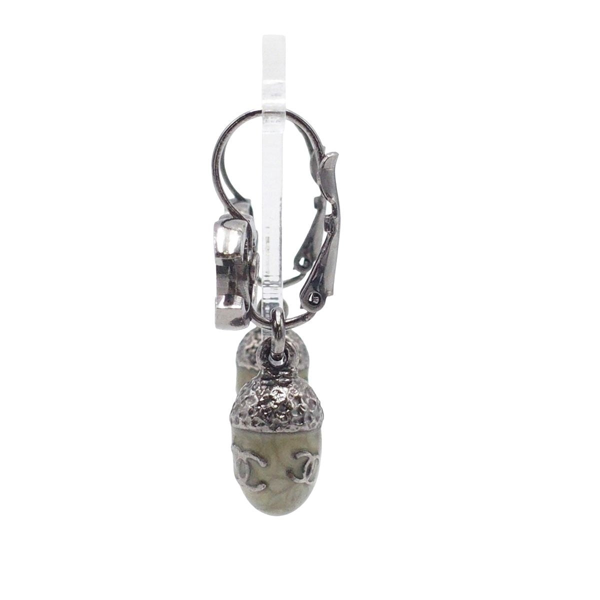 Chanel 05A Earrings Gunmetal Metal CC Logo Acorn Costume 05 — view 2