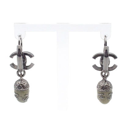 Chanel 05A Earrings Gunmetal Metal CC Logo Acorn Costume 05 — view 3