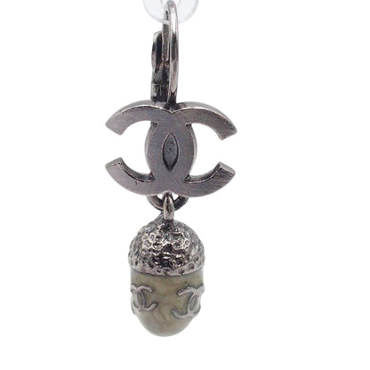 Chanel 05A Earrings Gunmetal Metal CC Logo Acorn Costume 05 — view 4