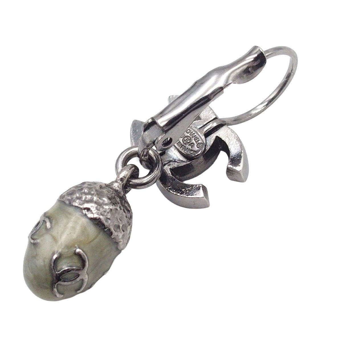 Chanel 05A Earrings Gunmetal Metal CC Logo Acorn Costume 05 — view 5
