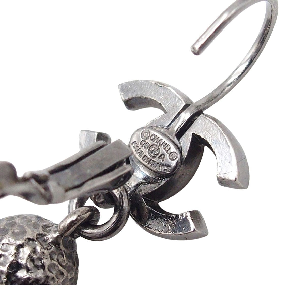 Chanel 05A Earrings Gunmetal Metal CC Logo Acorn Costume 05 — view 6