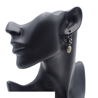 Chanel 05A Earrings Gunmetal Metal CC Logo Acorn Costume 05 — view 7
