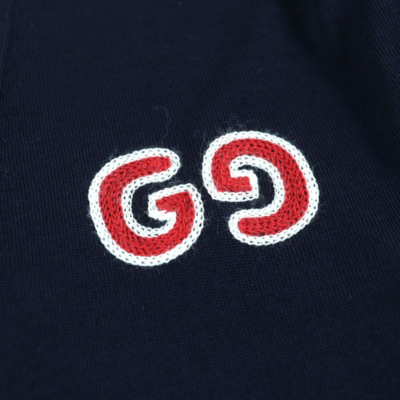 Gucci 576815 100% Wool Cardigan With GG Embroidery Logo Buttons And Pockets