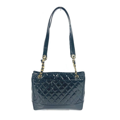 Chanel Shoulder Bag Quilted Enamel Black