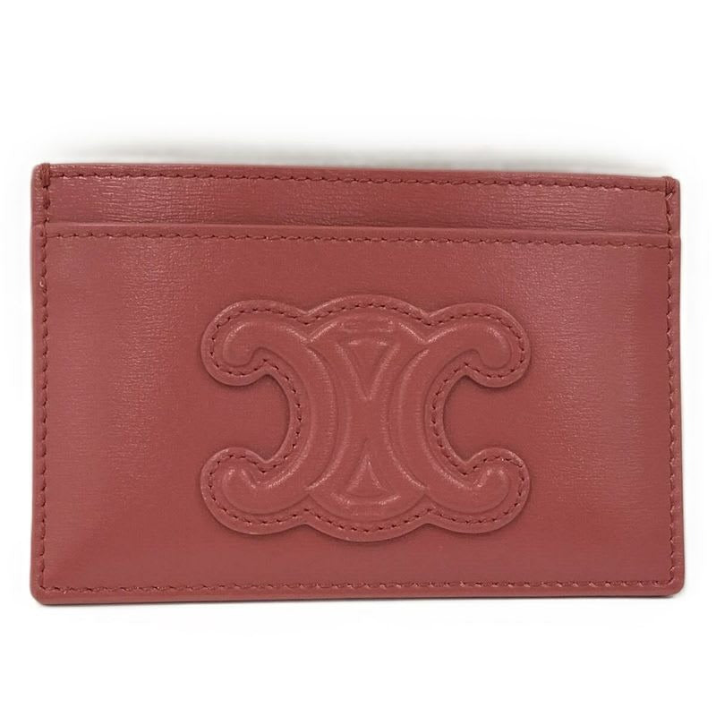 Celine Card Case Triomphe Leather Pink