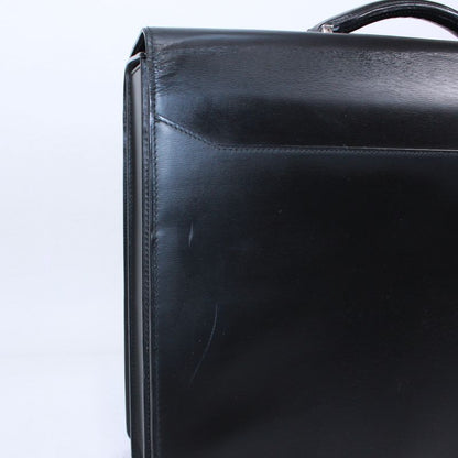 Cartier Doctor's Bag Leather Black Handbag Silver