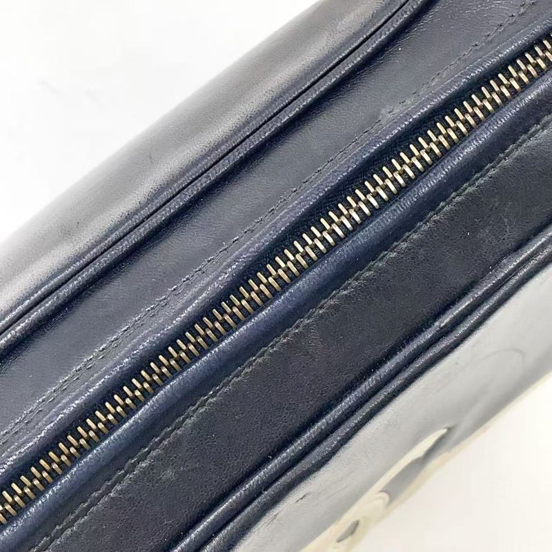 Chanel Coco Mark Serial No 2 Leather Black And White Chain Shoulder Bag Gold