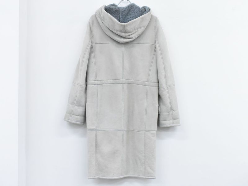 Authentic Loewe Lambskin Leather Estimated Mouton Long Coat Hooded Outerwear 36