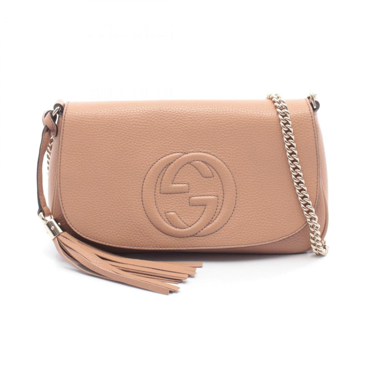 Gucci Shoulder Bag Soho Interlocking Beige Leather