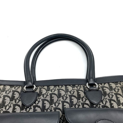 DIOR Handbag Tote Bag Trotter Canvas Leather Black Women's