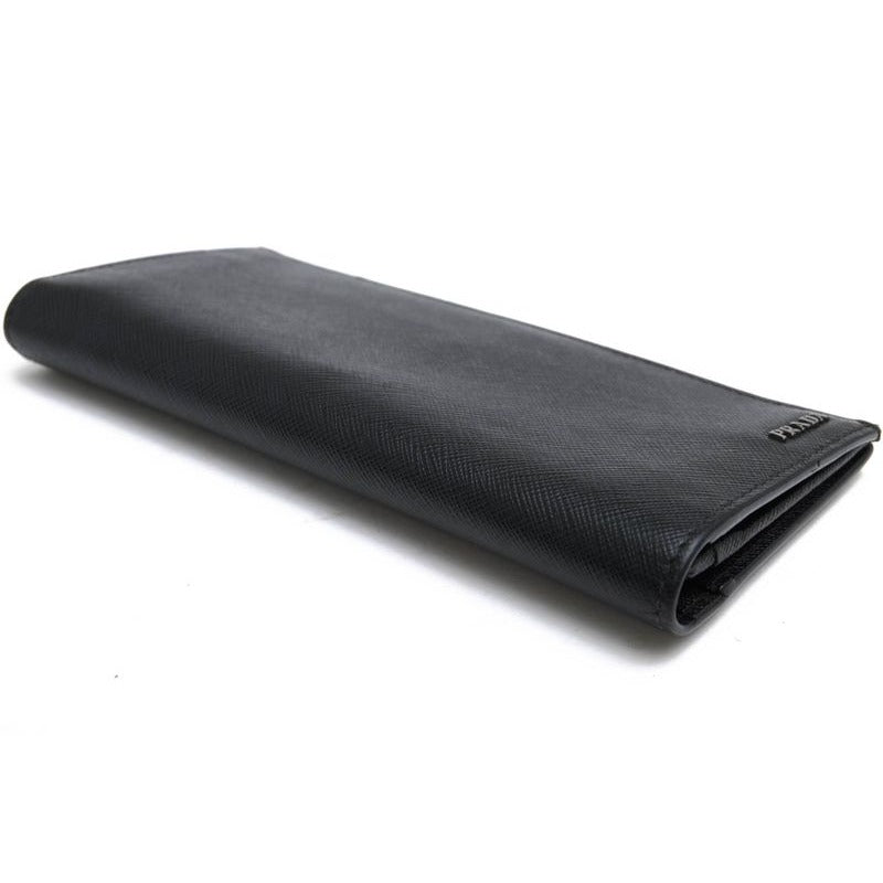 Prada Long Wallet Men Leather Black 2 Mv836 Portafverticale Saffiano — view 4