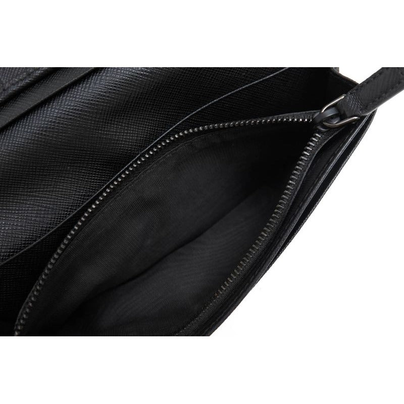 Prada Long Wallet Men Leather Black 2 Mv836 Portafverticale Saffiano — view 9