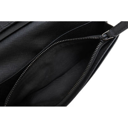 Prada Long Wallet Men Leather Black 2 Mv836 Portafverticale Saffiano — view 9