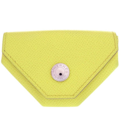 Hermes Le Van Cattle Coin Case Epson Lime Stamped Q Purse 0448