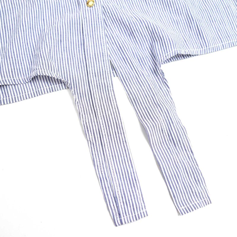 Celine 23ss Cotton Linen Striped Blouse Shirt 2t249042q Blue and White L