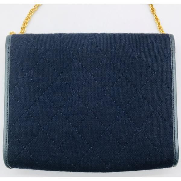 Chanel CC Logo Minimato Cotton Jersey Push Lock Chain Shoulder Bag Navy