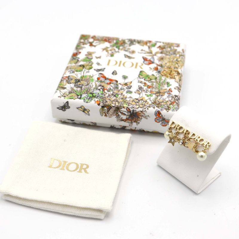 Christian DIOR Earring Dio Revolution Rhinestone Faux Pearl Approx 3g Accessory