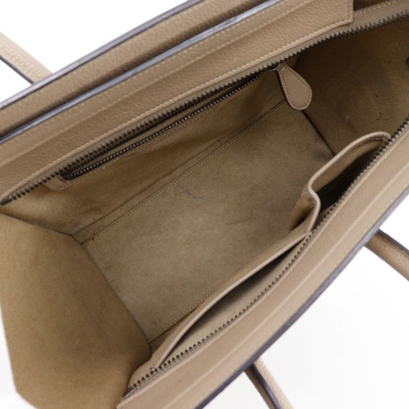 Celine Luggage Micro Shopper Leather Beige Women's Handbag