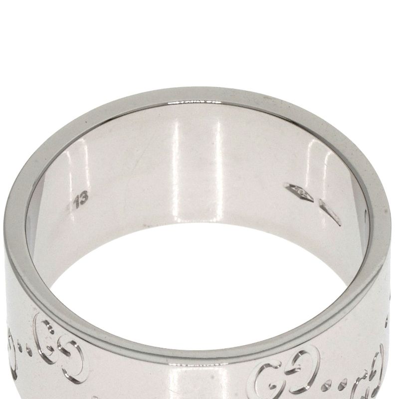 Gucci GG Icon Wide #13 Ring - 18K White Gold Ladies