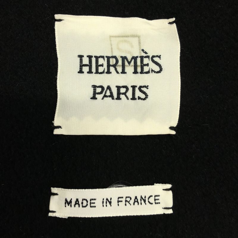 Hermes Leather Belt Cashmere Draped Coat - 34 - Black - Women