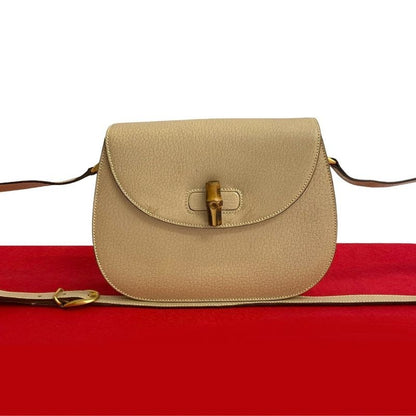 Gucci Vintage Bamboo Turnlock Leather Shoulder Bag