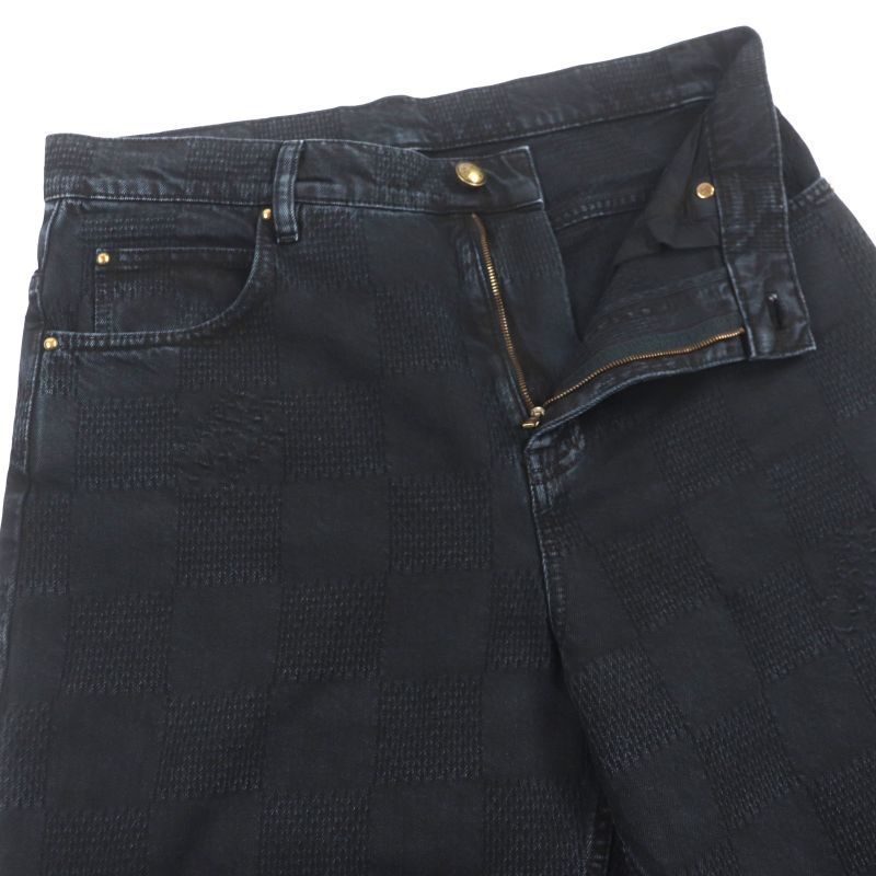  Louis Vuitton 24AW 1afx68 Damier Workwear Cotton Denim Pants Black 29 Made In