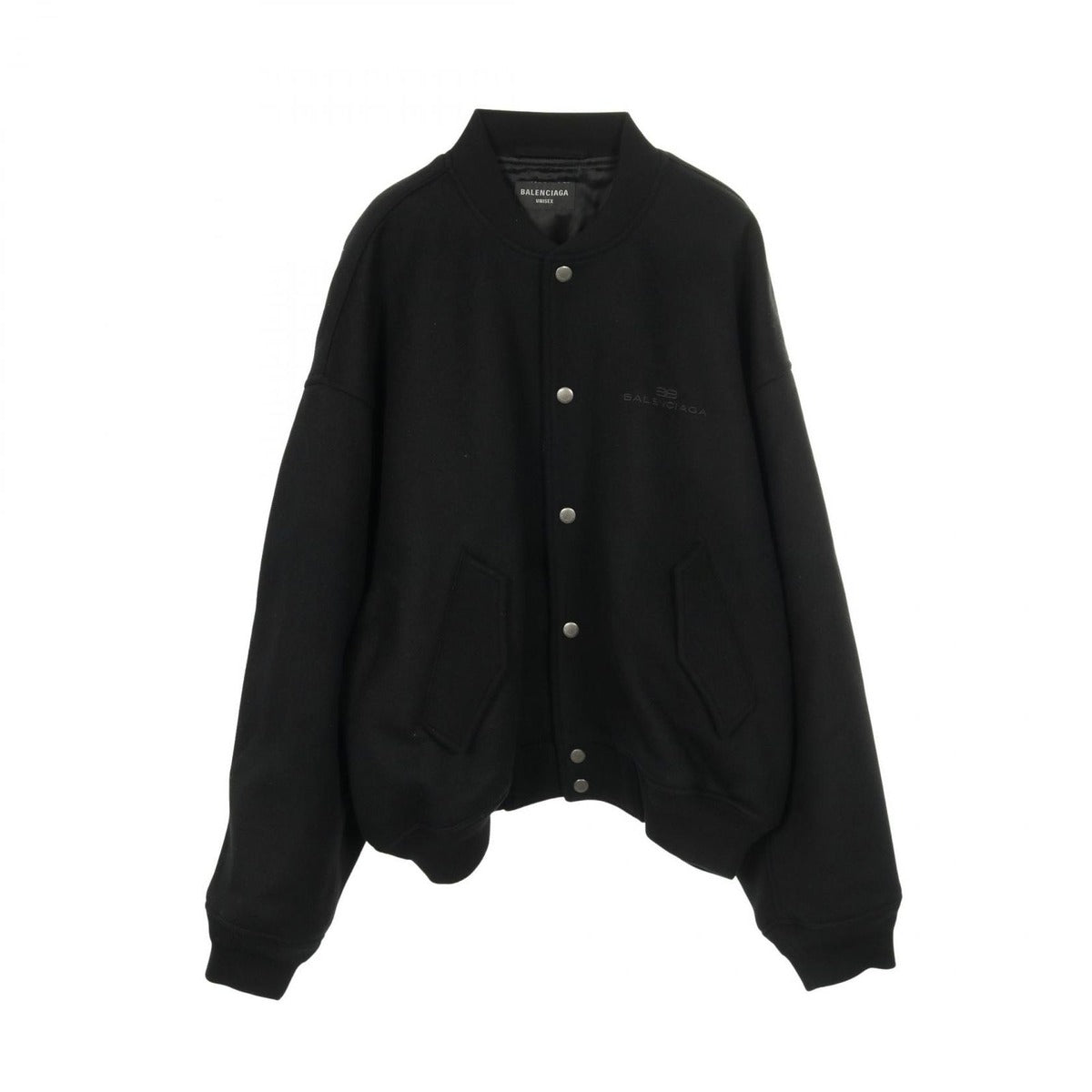 Balenciaga Jacket Logo Embroidery Black Wool Bomber