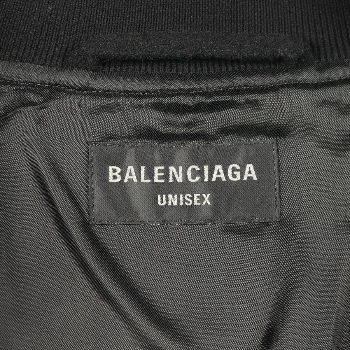 Balenciaga Jacket Logo Embroidery Black Wool Bomber — view 3