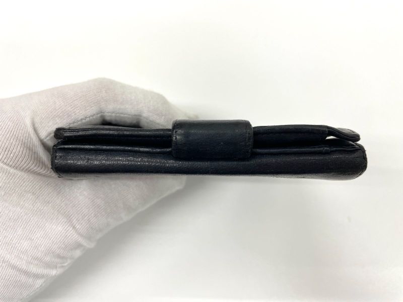 Chanel Coco Mark W Hook Lambskin Bifold Compact Wallet Black Made In France