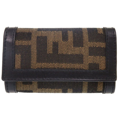 Fendi Zucca Canvas Leather Brown 6 Key Case