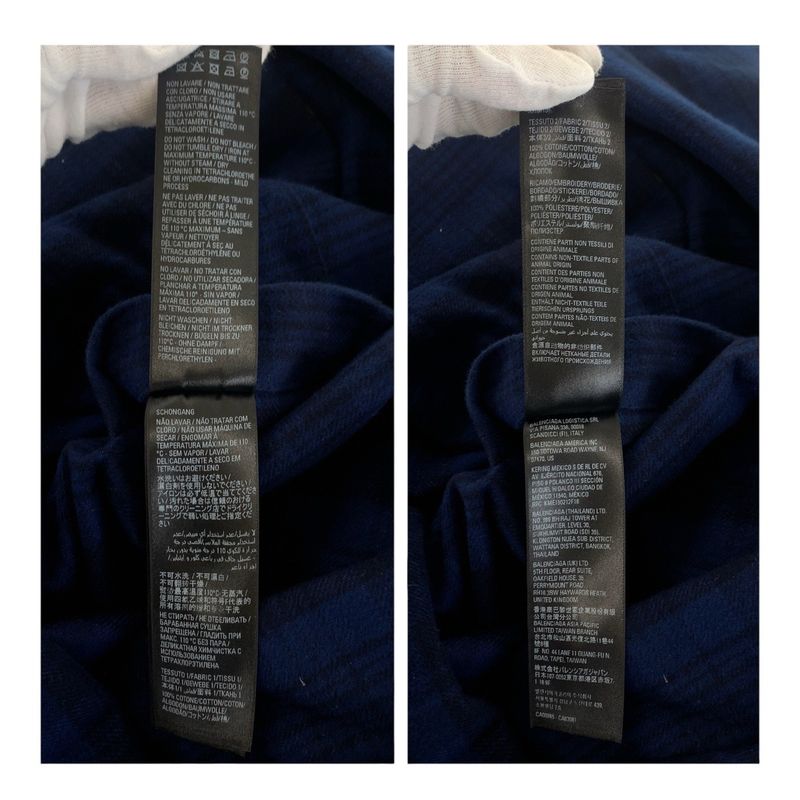 Balenciaga Size M Yellow Blue Cotton 720105tnm27 Long Sleeve Shirt Reversible