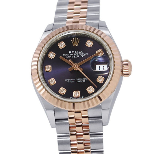 Rolex Lady Datejust SS 18k Pink Gold Aubergine Dial Bracelet