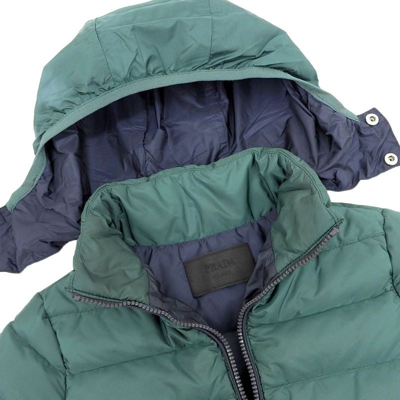 Prada Current Black Tag Triangle Logo Down Jacket 6Y Kids Hood Storage 110-120cm